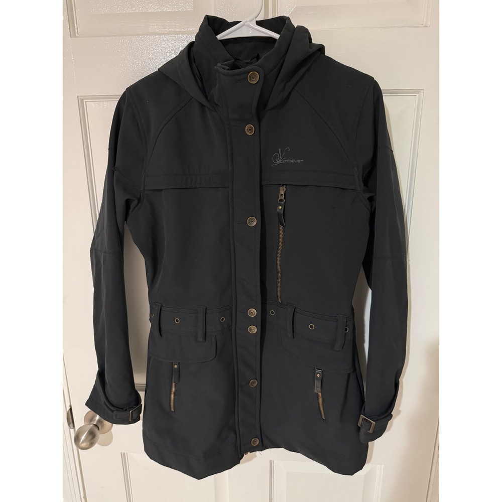 Obermeyer Womens Black Softshell Hooded Jacket Parka Coat Size Medium